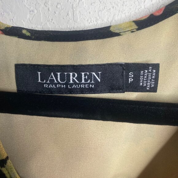 Lauren Ralph Lauren Blouse Womens SP Small P Floral Sheer Lined Ruffle Neck Care - Picture 2 of 12